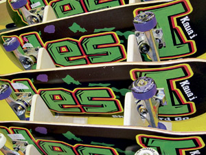 Lovelace designs skateboards, which are for sale along with top brands at his shop in Kapa‘a | Coco Zickos photos
