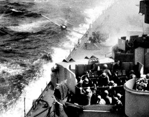 A Japanese Zero about to crash into the Mighty Mo | Photo courtesy USS Missouri Memorial Association