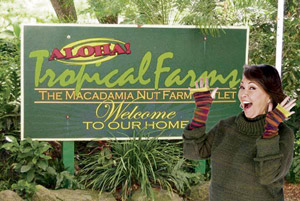 Roseanne Barr at her mac nut farm. Photo from Kimo Akane