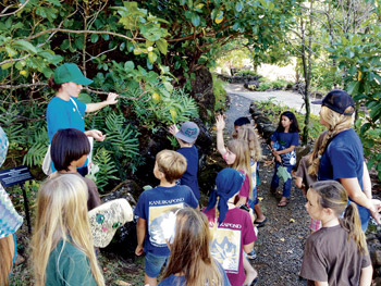 In the garden with third-graders from Kanuikapono Charter school and teacher Taryn Craig. Les Drent photo