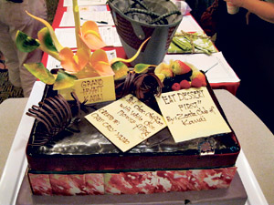 Cake for the Zonta dessert event prepared by Grand Hyatt Chef Orly. Photo from Melimda Uohara