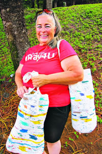 Along with her many volunteer duties, Pat Simpson manages to find time to create items from plastic bags that she gives to friends | Coco Zickos photo