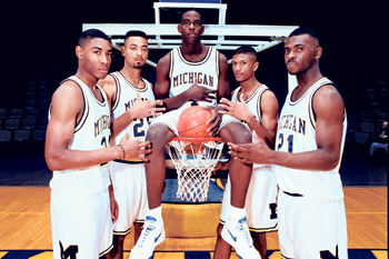 In this November 1991 file photo, Michiganâ€™s Fab Five (from left) Jimmy King, Juwan Howard, Chris Webber, Jalen Rose and Ray Jackson, pose in Ann Arbor, Mich. | AP photo/file