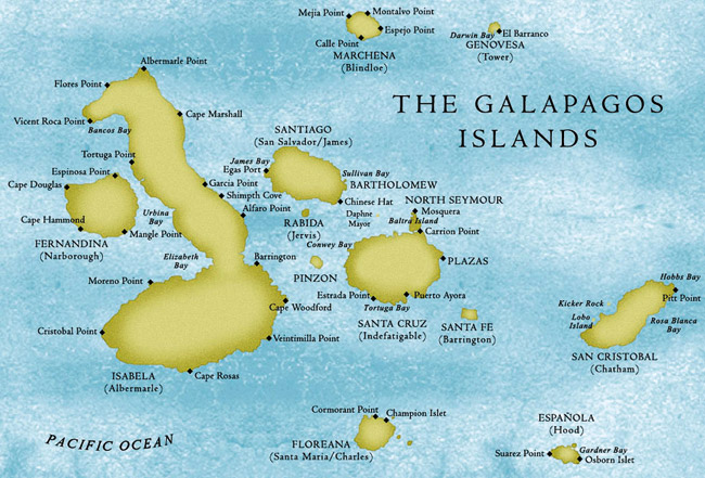 A map of the GalÃ¡pagos Islands | From Bob Jones
