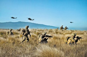 Marine infantry train with helicopter support and live fire at Pohakuloa Training Area. Photo courtesy U.S. Army Garrison Pohakuloa