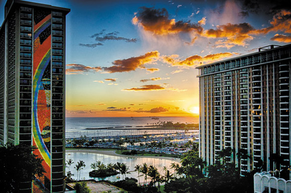 The author shot this photo from her familyâ€™s room at Hilton Hawaiian Village