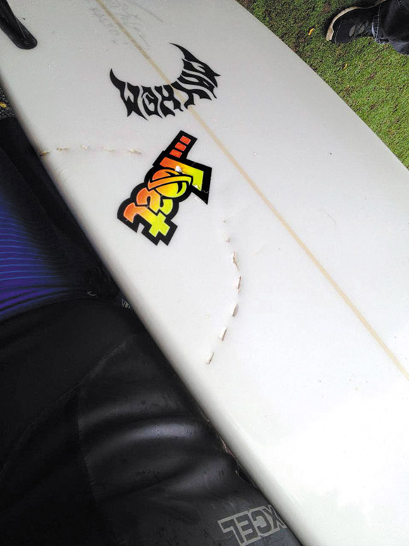 Kaleo Roberson's surfboard. Photo from DLNR
