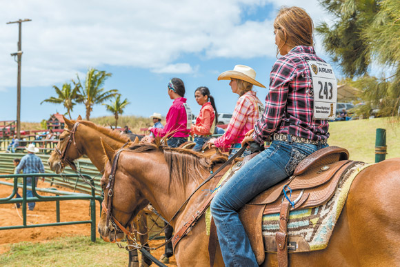 Riders ready to take their turn in a rodeo at CJM Stables 