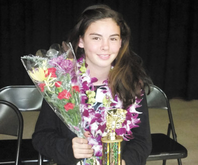Leila Nelson won the Kauai spelling bee and represented the island at the state competition | Photo courtesy Kapaa Middle School