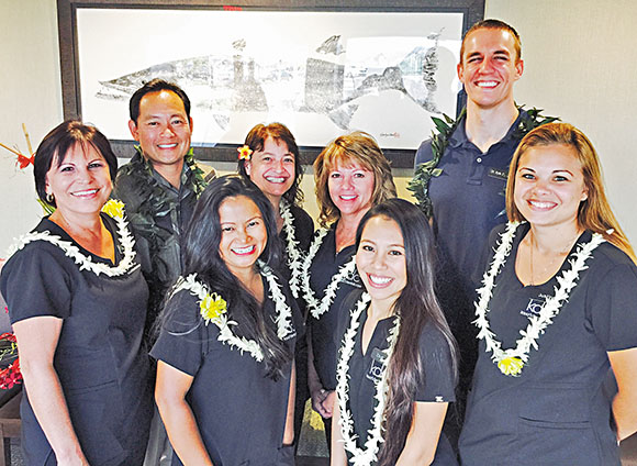 The Kauai Dental Care team (front, from left): Annette Hadama, Nora Bernabe, Didi Melchor, Justine Rapozo, (back) Dr. Alan Ing, Debbie Taniguchi, Diane Maldonado and Kyle Dumpert | Photos courtesy Kauai Dental Care
