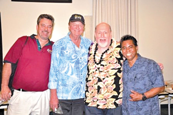Ed Kanoi with Bart Burford of Salem Media of Hawaii and two of his radio 'heros,' Tom Moffatt and Ron Jacobs.