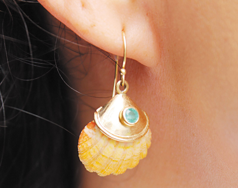 One of Kali Lee of Kali Kauai Gems' pieces that incorporates sunrise shells with high quality stones 