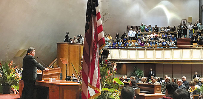 State Sen. Ronald Kouchi on opening day of the Legislature