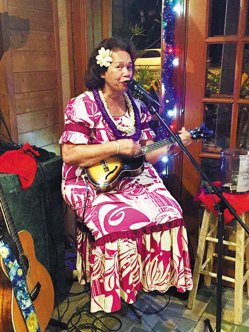 Kaui entertains guests at one of her many weekly gigs (Photo courtesy Mara Melton) 