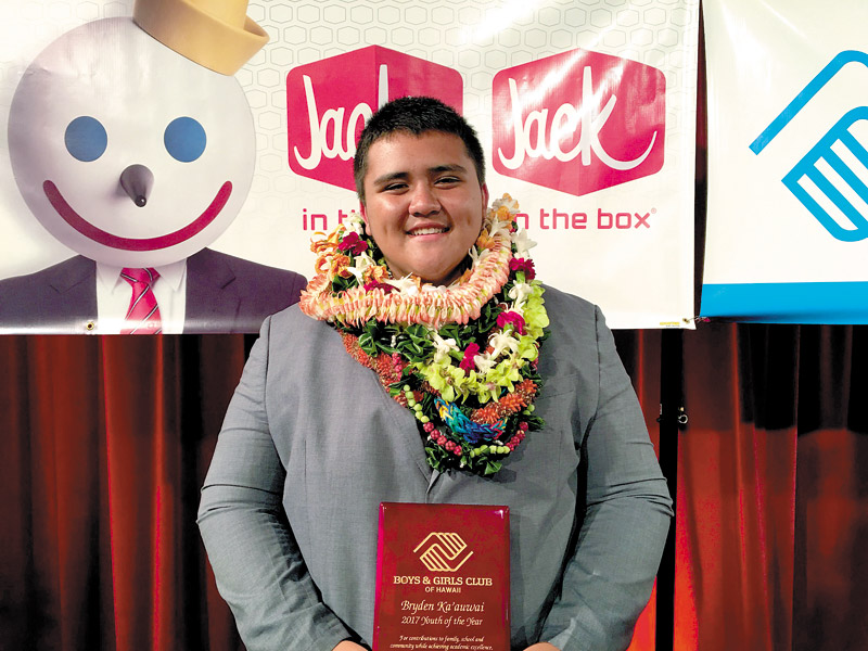 Ka‘auwai was awarded Youth of the Year for the Boys & Girls Club of Hawaii, before he advanced to the statewide competition, where he also won the award 
