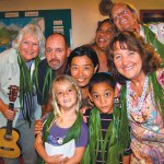 (clockwise, from right) Mele Brewer, Sean and Hannah Asquith, Sylvia Patridge, Adam Asquith, Yumi Teraguchi, Manulele Clark and Stefan Schweizer