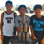 Ikaika Wilson, DJ Pabre and Brigges Agu work the ball toss