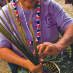 Evelyn Olores demonstrates palm weaving