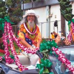 Nathan Kalama aboard the Mokihana Festival Express