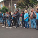 The riders gather for a briefing