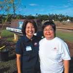 Farmers Hawaii president Michelle Saito with Linda Uyehara, Waimea Valley vice-principal