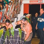 A duo of drummers riles up the frenzied crowd in the Kaua‘i High School Gym as Mayor Bernard Carvalho Jr. takes in the game