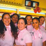 ‘Pink Ladiesâ€™ Pua Vidinha, Krystal Ramson, Cathy Shibuya, Shannon Tomacder, Wendy Oyama and Nobleen Garcia