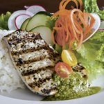 Pesto-glazed local fish